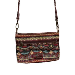 SAKROOTS Zipper Southwestern Printed Crossbody Purse Bag Boho Hippie Festival